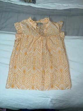 LOFT Cream Tunic with Yellow Paisley Print